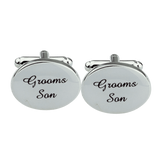 1 Pair Mens Silver Oval Wedding Cufflinks Groom Best Man Usher Page Boy Cuff Link Gift