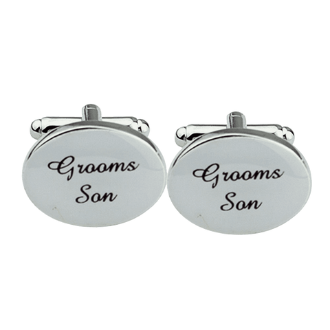 1 Pair Mens Silver Oval Wedding Cufflinks Groom Best Man Usher Page Boy Cuff Link Gift