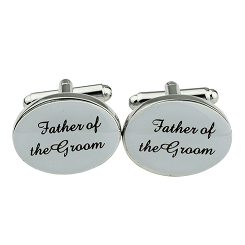 1 Pair Mens Silver Oval Wedding Cufflinks Groom Best Man Usher Page Boy Cuff Link Gift