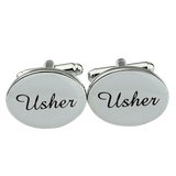 1 Pair Mens Silver Oval Wedding Cufflinks Groom Best Man Usher Page Boy Cuff Link Gift