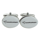 1 Pair Mens Silver Oval Wedding Cufflinks Groom Best Man Usher Page Boy Cuff Link Gift