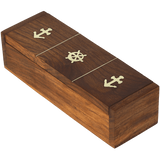 Handmade Wooden Domino Game with Nautical Storage Box - Complete Game Set