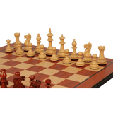 The Chess Store Royal Staunton Wood Chess Set African Padauk & Boxwood Chess Pieces with Padauk & Bird's Eye Maple Molded Chess Board