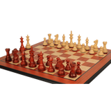 The Chess Store Royal Staunton Wood Chess Set African Padauk & Boxwood Chess Pieces with Padauk & Bird's Eye Maple Molded Chess Board