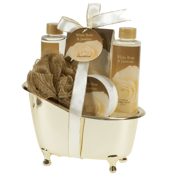 White Rose Jasmine Gold Tub Spa Bath Gift Set