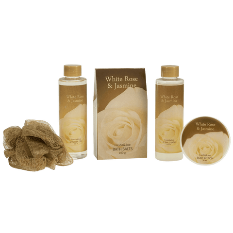 White Rose Jasmine Gold Tub Spa Bath Gift Set